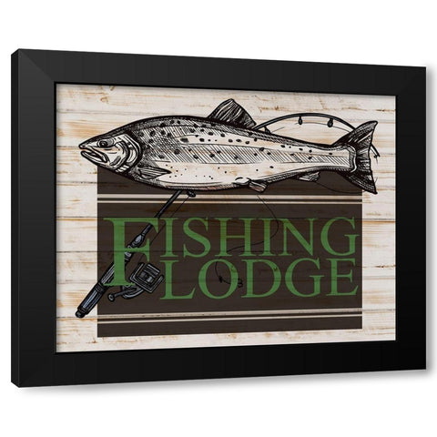 Fishing Lodge Black Modern Wood Framed Art Print with Double Matting by Allen, Kimberly