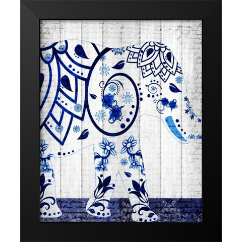 Indigo Elephant 1 Black Modern Wood Framed Art Print by Allen, Kimberly