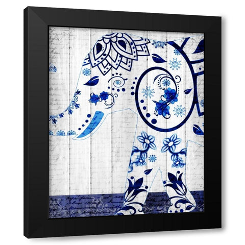 Indigo Elephant 2 Black Modern Wood Framed Art Print by Allen, Kimberly