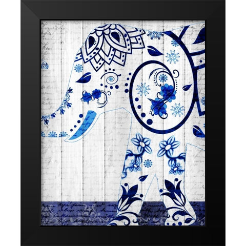 Indigo Elephant 2 Black Modern Wood Framed Art Print by Allen, Kimberly