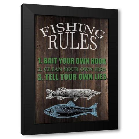 Fishing Rules Black Modern Wood Framed Art Print with Double Matting by Allen, Kimberly
