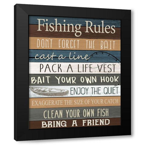 Fishing v2 Black Modern Wood Framed Art Print by Allen, Kimberly