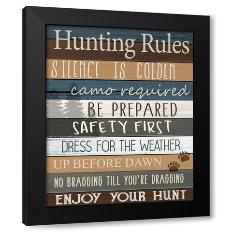 Hunting Rules v2 Black Modern Wood Framed Art Print by Allen, Kimberly