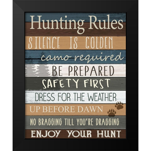 Hunting Rules v2 Black Modern Wood Framed Art Print by Allen, Kimberly