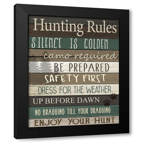 Hunting Rules Black Modern Wood Framed Art Print with Double Matting by Allen, Kimberly