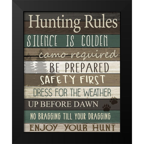 Hunting Rules Black Modern Wood Framed Art Print by Allen, Kimberly