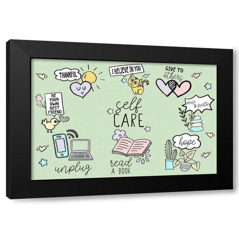 Self Care Black Modern Wood Framed Art Print with Double Matting by Allen, Kimberly