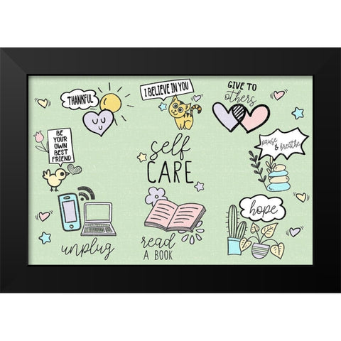 Self Care Black Modern Wood Framed Art Print by Allen, Kimberly