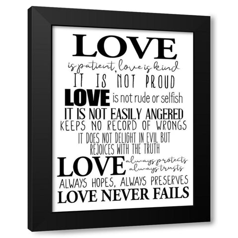 Love Is BW Black Modern Wood Framed Art Print by Allen, Kimberly