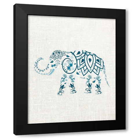 Patterened Elephant Black Modern Wood Framed Art Print with Double Matting by Allen, Kimberly