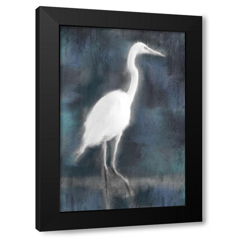 White Heron Black Modern Wood Framed Art Print with Double Matting by Allen, Kimberly