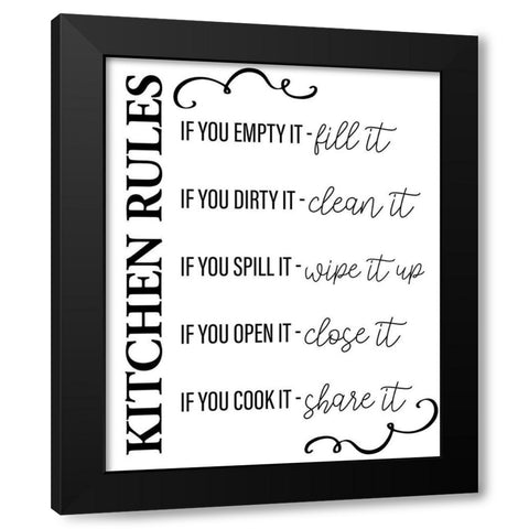 Kitchen Rules Black Modern Wood Framed Art Print by Allen, Kimberly