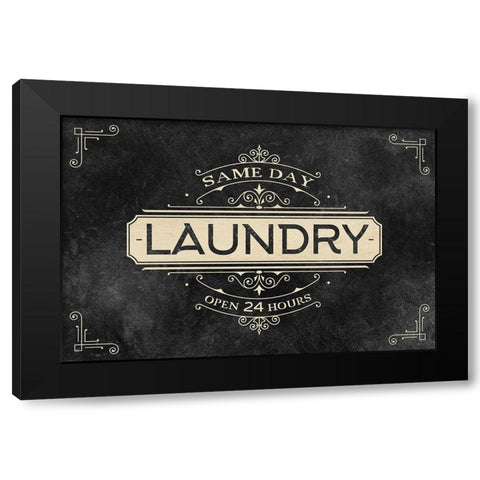 Laundry Open 24 Black Modern Wood Framed Art Print with Double Matting by Allen, Kimberly