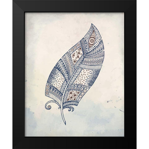 Feather Henna 2 Black Modern Wood Framed Art Print by Allen, Kimberly