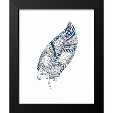 Indigo Henna Feather 1 Black Modern Wood Framed Art Print by Allen, Kimberly