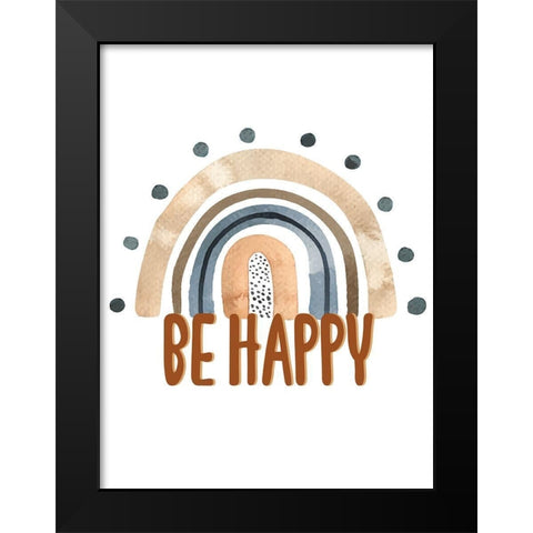 Be Happy Rainbow Black Modern Wood Framed Art Print by Allen, Kimberly