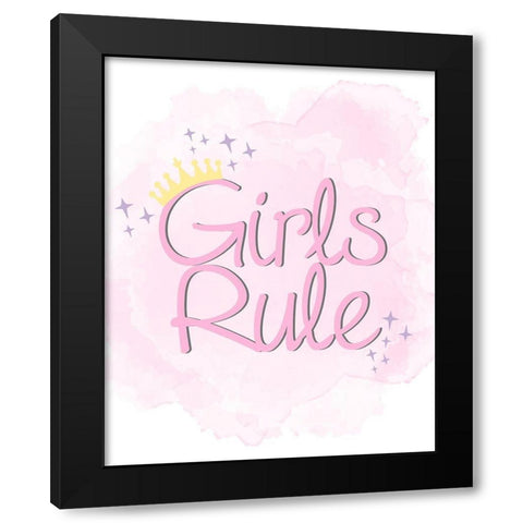 Girls Rule 1 Black Modern Wood Framed Art Print by Allen, Kimberly