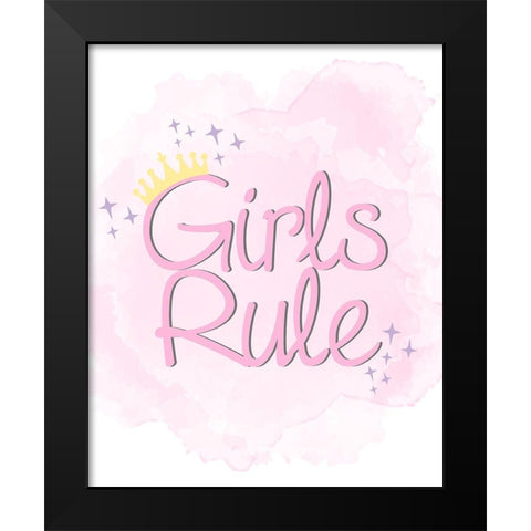 Girls Rule 1 Black Modern Wood Framed Art Print by Allen, Kimberly