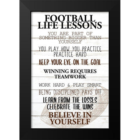 Football Life Black Modern Wood Framed Art Print by Allen, Kimberly