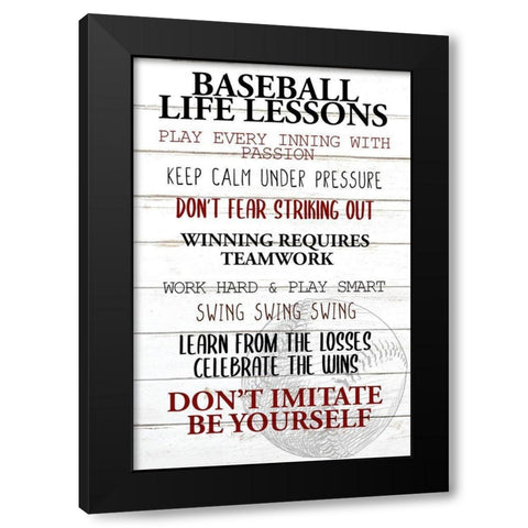 Baseball Life Black Modern Wood Framed Art Print with Double Matting by Allen, Kimberly
