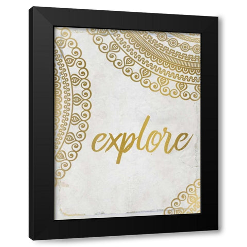 Wander Henna Gold 4 Black Modern Wood Framed Art Print with Double Matting by Allen, Kimberly