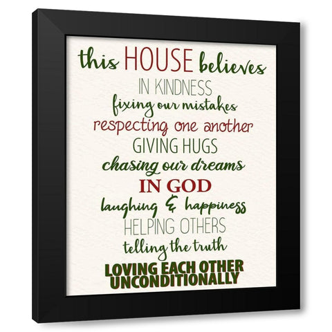 This House Believes Holiday Black Modern Wood Framed Art Print by Allen, Kimberly
