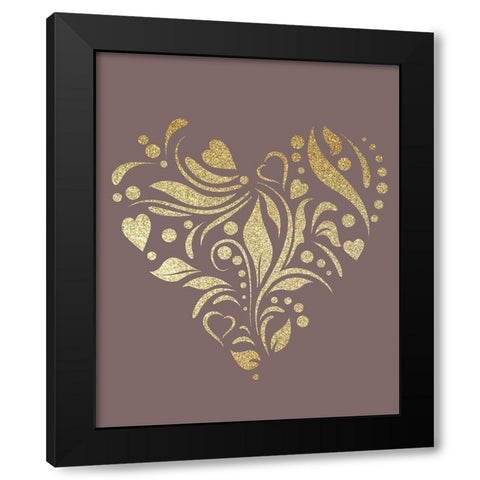 Heart Pattern Black Modern Wood Framed Art Print with Double Matting by Allen, Kimberly
