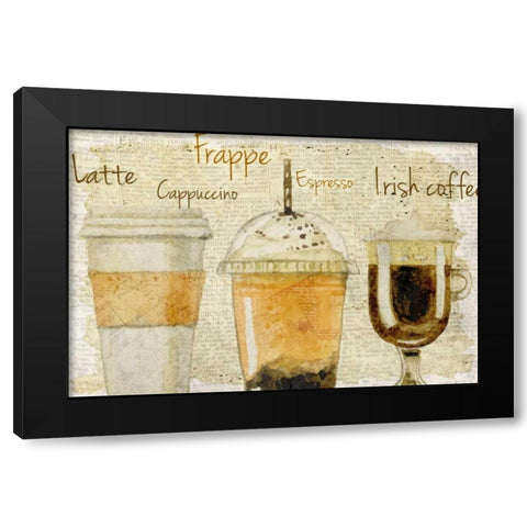 Newsprint Coffee 1 Black Modern Wood Framed Art Print with Double Matting by Allen, Kimberly