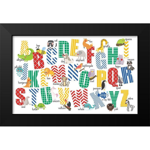 ABCs Animals Black Modern Wood Framed Art Print by Allen, Kimberly