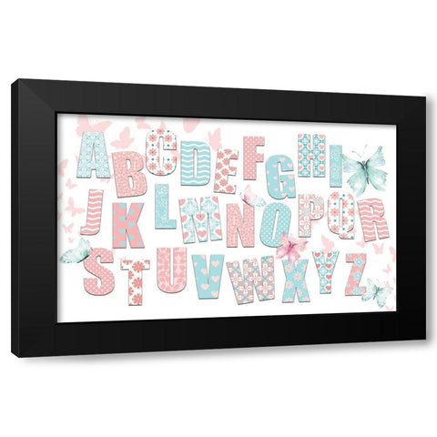 ABCs Pink Teal Black Modern Wood Framed Art Print by Allen, Kimberly