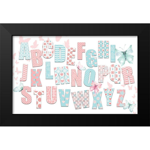 ABCs Pink Teal Black Modern Wood Framed Art Print by Allen, Kimberly