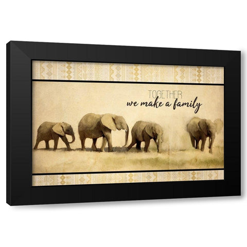 Elephant Family Black Modern Wood Framed Art Print by Allen, Kimberly
