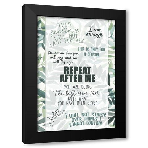 Repeat After Me Black Modern Wood Framed Art Print by Allen, Kimberly