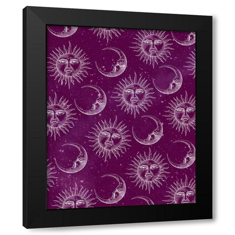 Sun Moon Pattern Pink Black Modern Wood Framed Art Print by Allen, Kimberly
