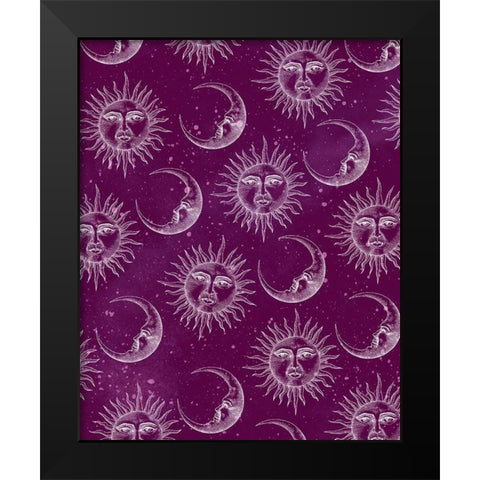 Sun Moon Pattern Pink Black Modern Wood Framed Art Print by Allen, Kimberly