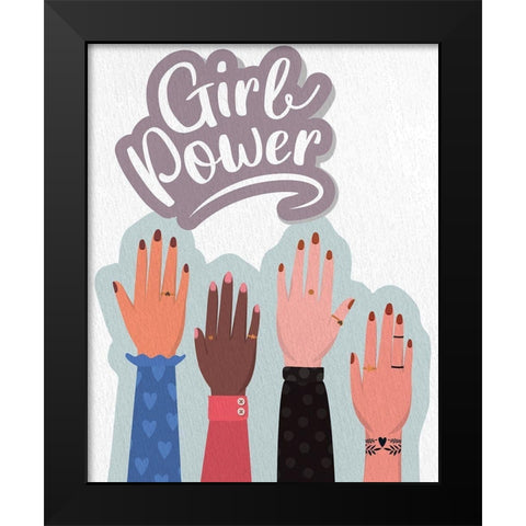 Girl Power Hands Black Modern Wood Framed Art Print by Allen, Kimberly