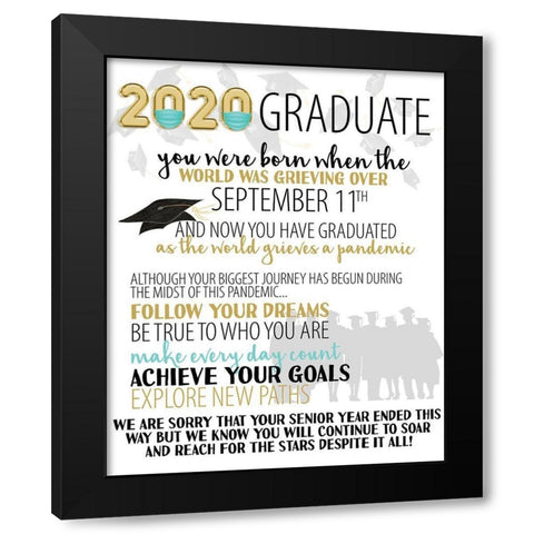 Graduate 2020 Black Modern Wood Framed Art Print with Double Matting by Allen, Kimberly
