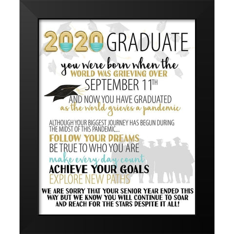 Graduate 2020 Black Modern Wood Framed Art Print by Allen, Kimberly