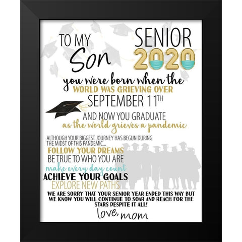 Senior 2020 Son 2 Black Modern Wood Framed Art Print by Allen, Kimberly