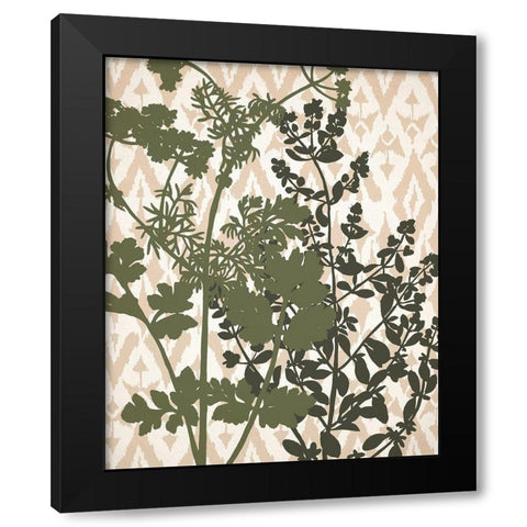 Ikat Botanical 1 Black Modern Wood Framed Art Print with Double Matting by Allen, Kimberly
