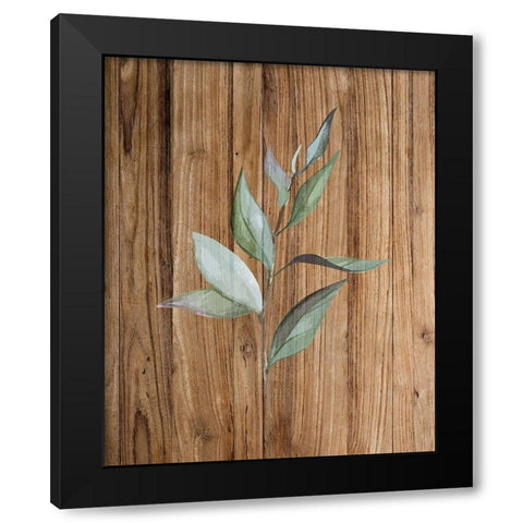 Leaf Wood 1 Black Modern Wood Framed Art Print with Double Matting by Allen, Kimberly