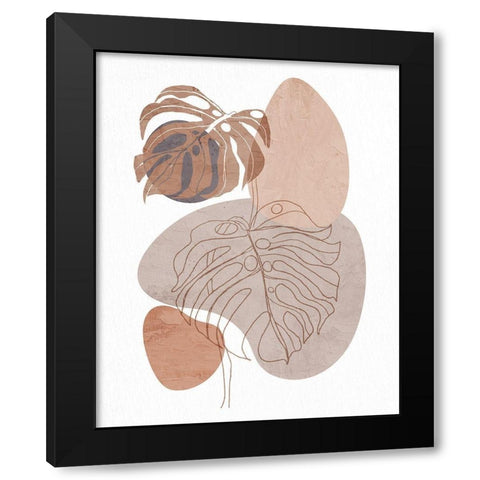 Sand Leaves 1 Black Modern Wood Framed Art Print with Double Matting by Allen, Kimberly