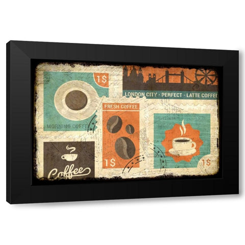 Coffee Stamps 2 Black Modern Wood Framed Art Print with Double Matting by Allen, Kimberly