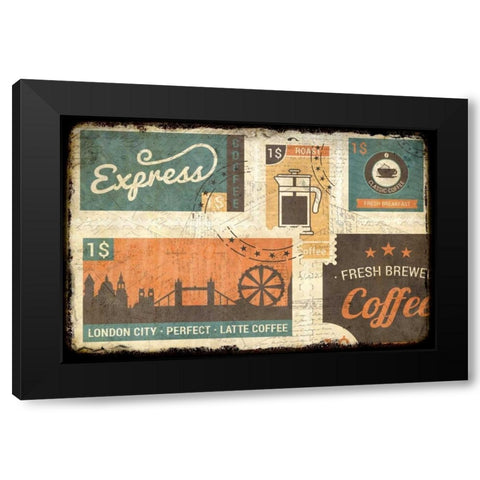 Coffee Stamps 1 Black Modern Wood Framed Art Print with Double Matting by Allen, Kimberly