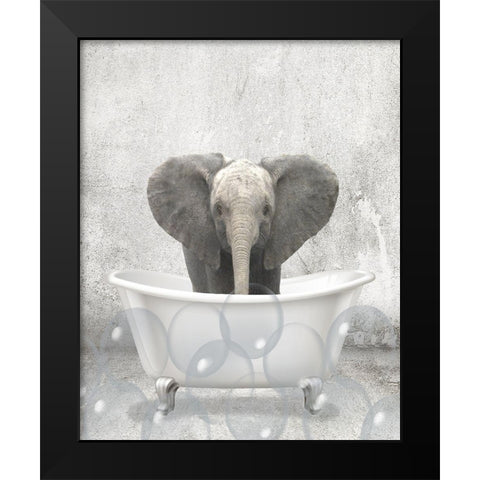 Baby Elephant Bath Black Modern Wood Framed Art Print by Allen, Kimberly