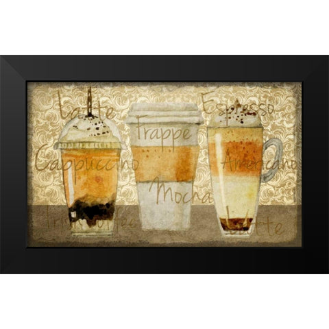 Damask Coffee 2 Black Modern Wood Framed Art Print by Allen, Kimberly