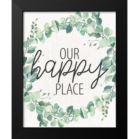 Our Happy Place Wreath Black Modern Wood Framed Art Print by Allen, Kimberly