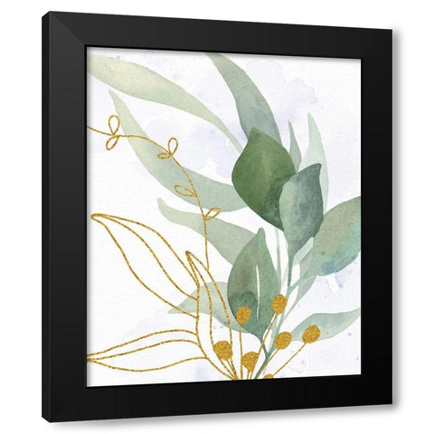 Greens 1 Gold Black Modern Wood Framed Art Print with Double Matting by Allen, Kimberly