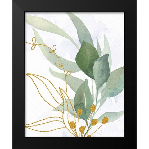 Greens 1 Gold Black Modern Wood Framed Art Print by Allen, Kimberly