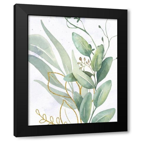 Greens 2 Gold Black Modern Wood Framed Art Print with Double Matting by Allen, Kimberly
